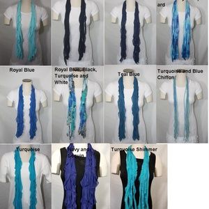 Blue Solid and Patterned Scarf Accessory